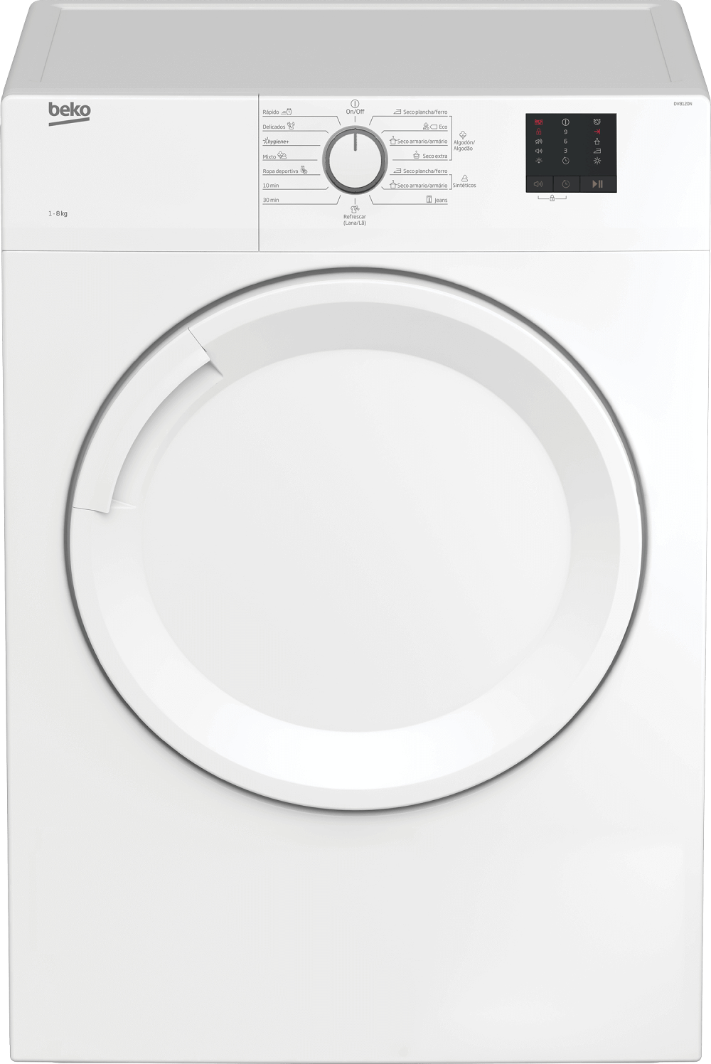 Secadora - Beko DV8120N, Evacuación, 8 kg, Blanco