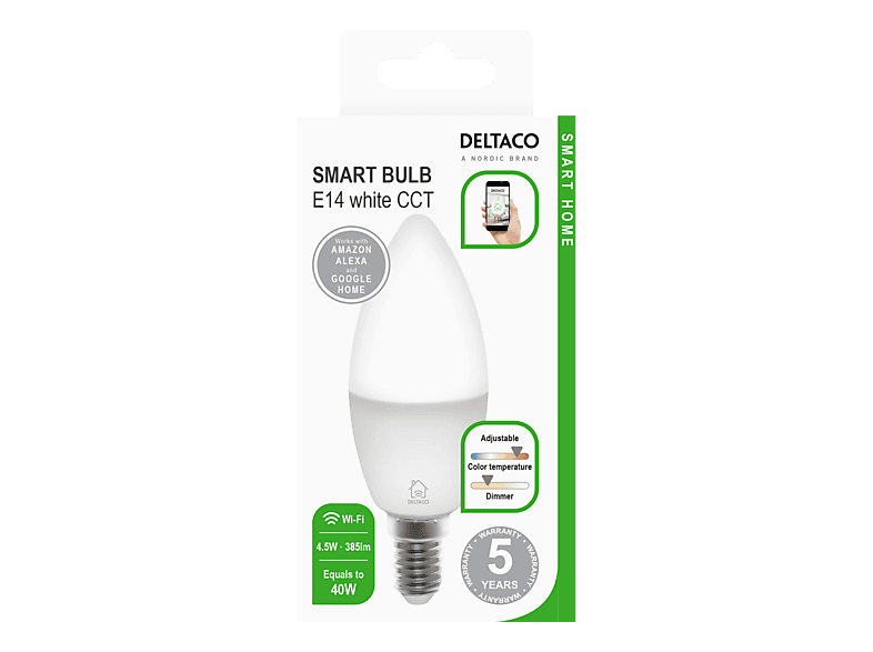 Deltaco Smart Bulb SH-LE14CCTC, 4.5W, E14, Weiß; Leuchtmittel — Foto 2 von 2