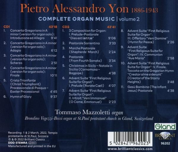 Tommaso Mazzoletti - Yon:Complete Organ Music Vol.2  - (CD)