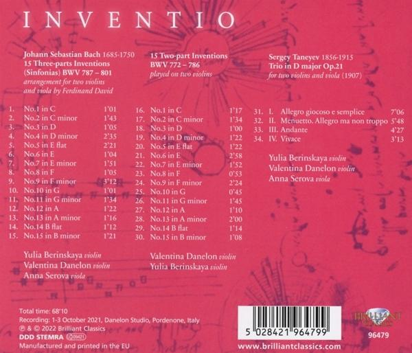 VARIOUS - Bach,J.S.,Taneyev:Inventio  - (CD)