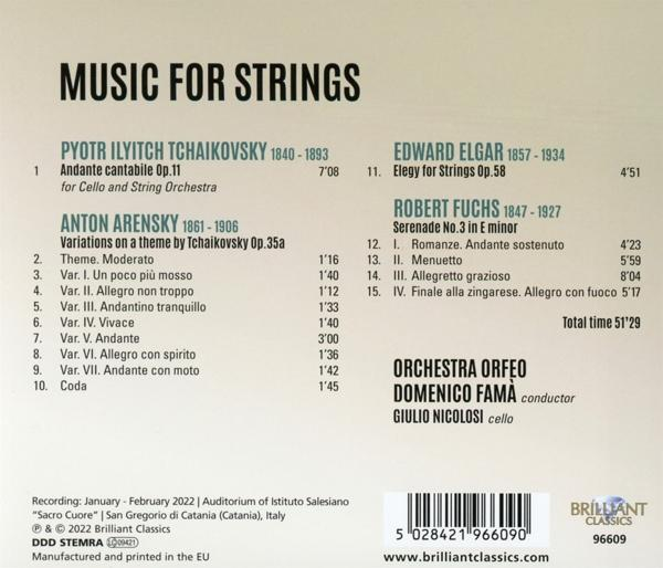 Domenico/orchestra Orfeo Fama - Tchaikovsky/Arensky,/Elgar/Fuchs:Music For Strings  - (CD)