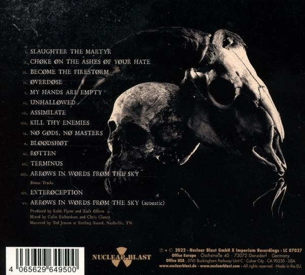 Pochette d'album avec un crâne et une liste des titres.