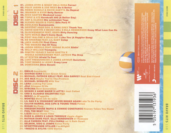 CD-Cover mit Titelliste. Buntes Design, mit einem Strandball. Weißer Hintergrund.