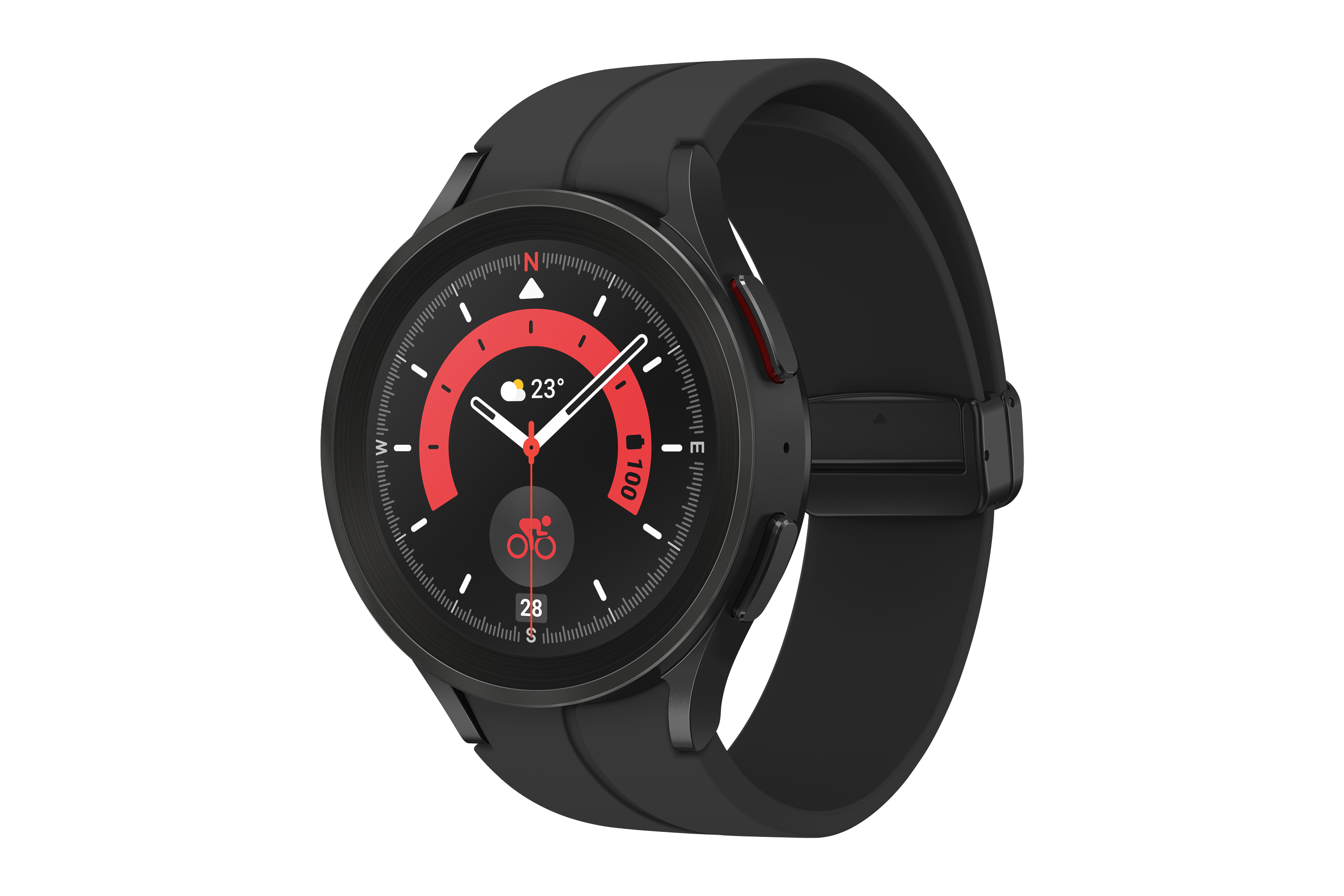 SAMSUNG Titan Pro BT mm Smartwatch Watch5 Black Fluorkautschuk, Galaxy Titanium 45 M/L,