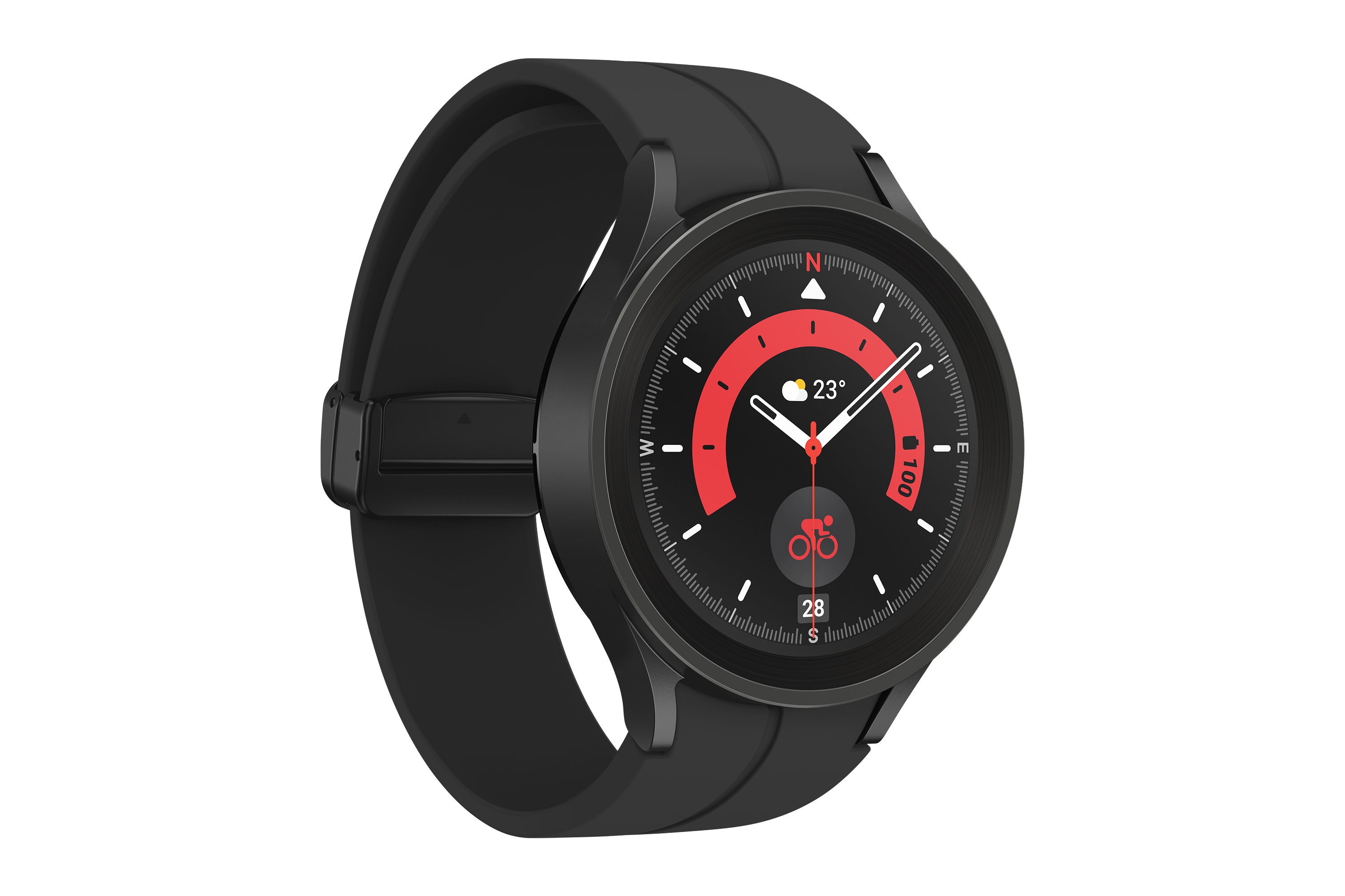Titanium M/L, Smartwatch Titan Watch5 SAMSUNG 45 Galaxy BT Pro mm Black Fluorkautschuk,
