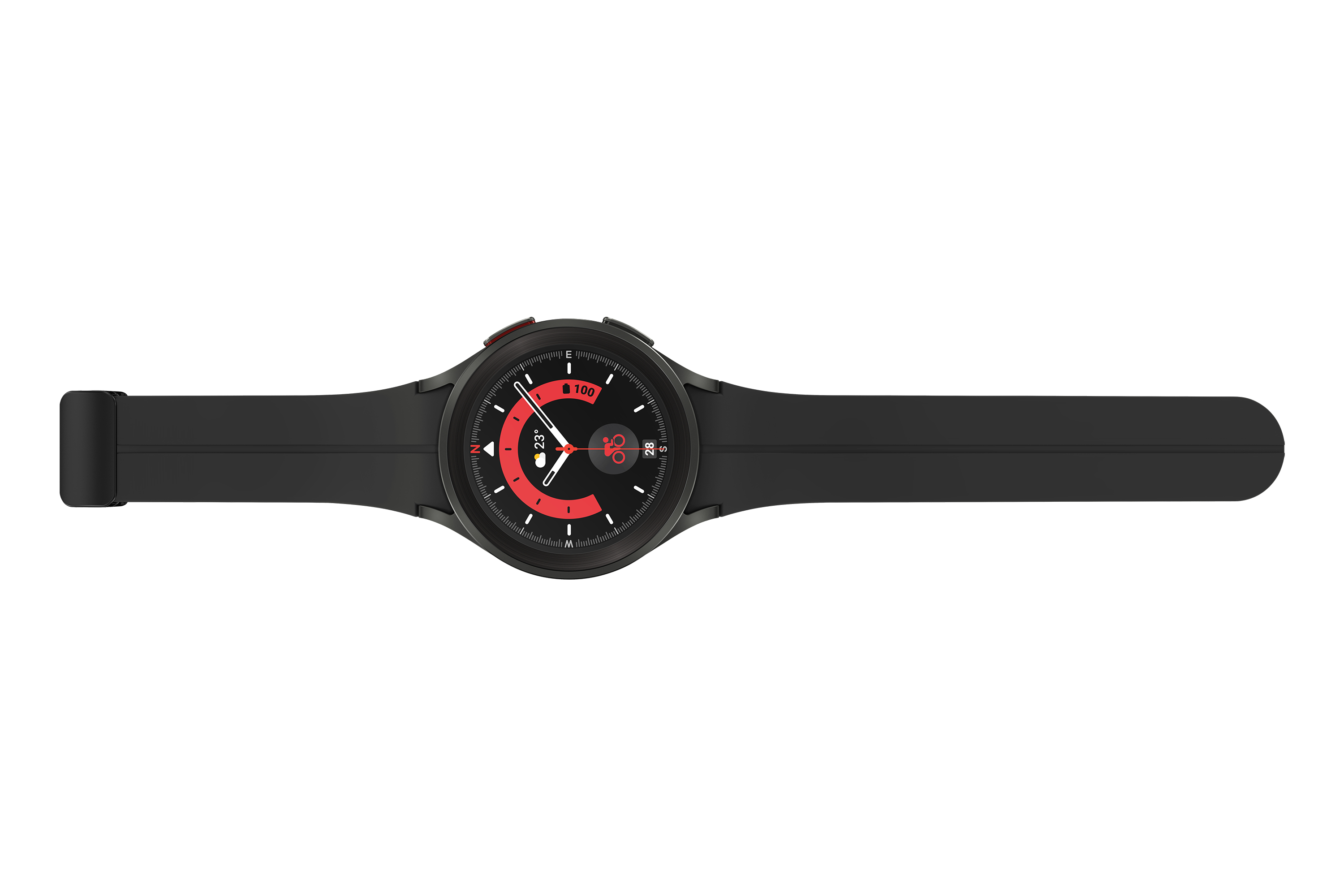 SAMSUNG Titan Pro BT mm Smartwatch Watch5 Black Fluorkautschuk, Galaxy Titanium 45 M/L,