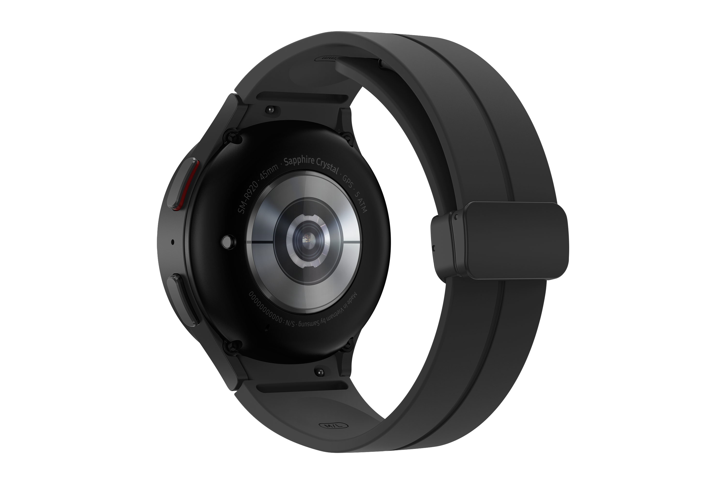 SAMSUNG Galaxy BT Titanium 45 mm Titan Smartwatch Black Pro Fluorkautschuk, M/L, Watch5