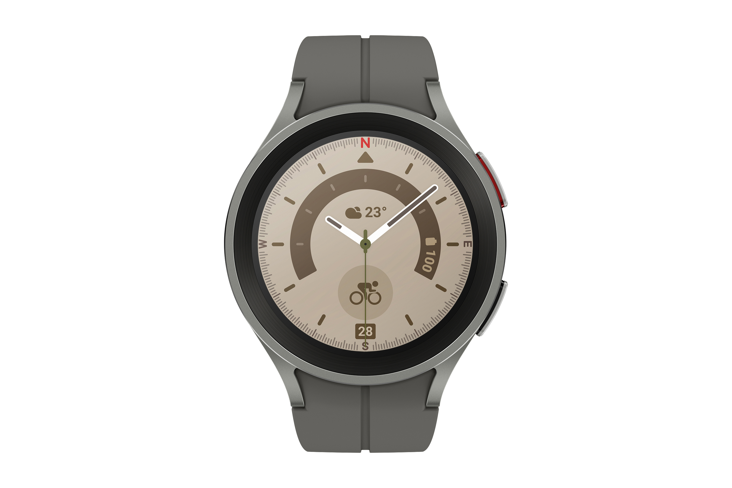 Smartwatch Fluorkautschuk, LTE mm Gray SAMSUNG Galaxy Watch5 Titan 45 Titanium M/L, Pro