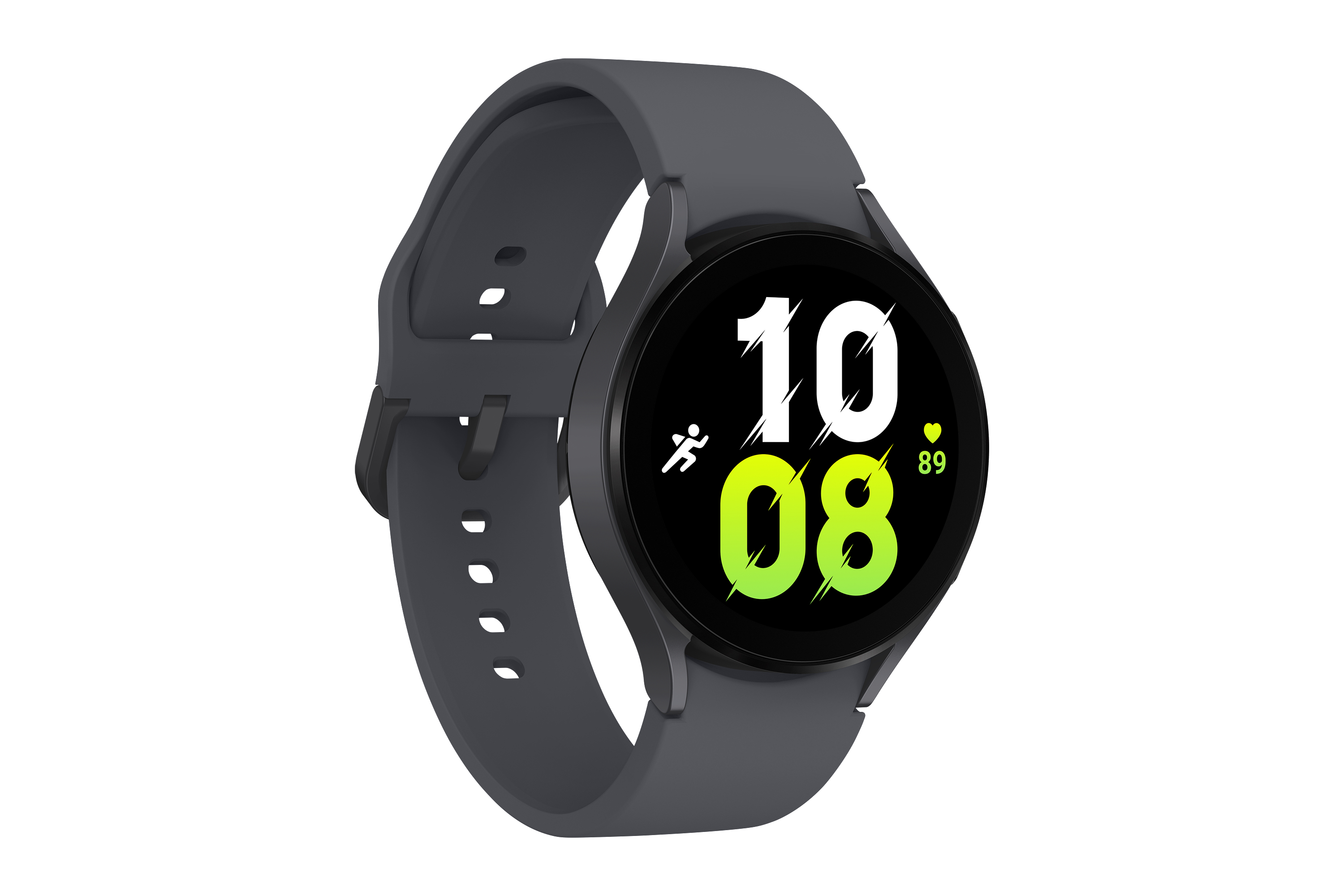 Eine Smartwatch, die Zeit und Herzfrequenz anzeigt.