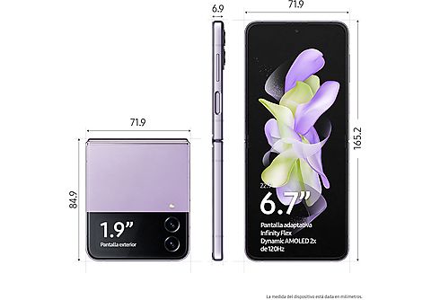 Móvil - Samsung Galaxy  Z Flip4 5G, Violeta, 512 GB, 8 GB RAM, 6.7" FHD+, Qualcomm Snapdragon, 3700 mAh, Android 12