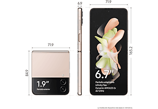 Móvil - Samsung Galaxy  Z Flip4 5G, Gold, 128 GB, 8 GB RAM, 6.7" FHD+, Qualcomm Snapdragon, 3700 mAh, Android 12