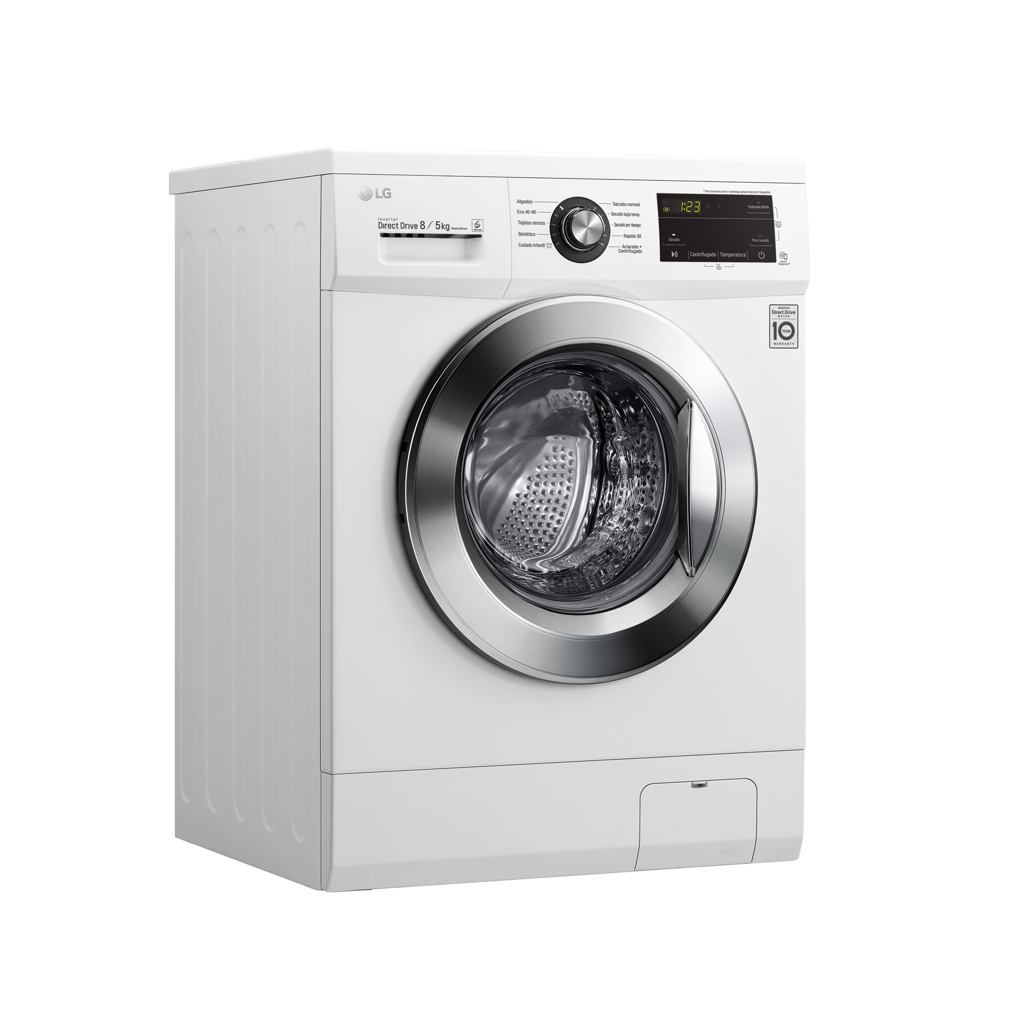 Lavadora secadora - LG F4J3TM5WD, 8 kg/5 kg, 1400 rpm, Motor Inverter, Smart Diagnosis, Blanco