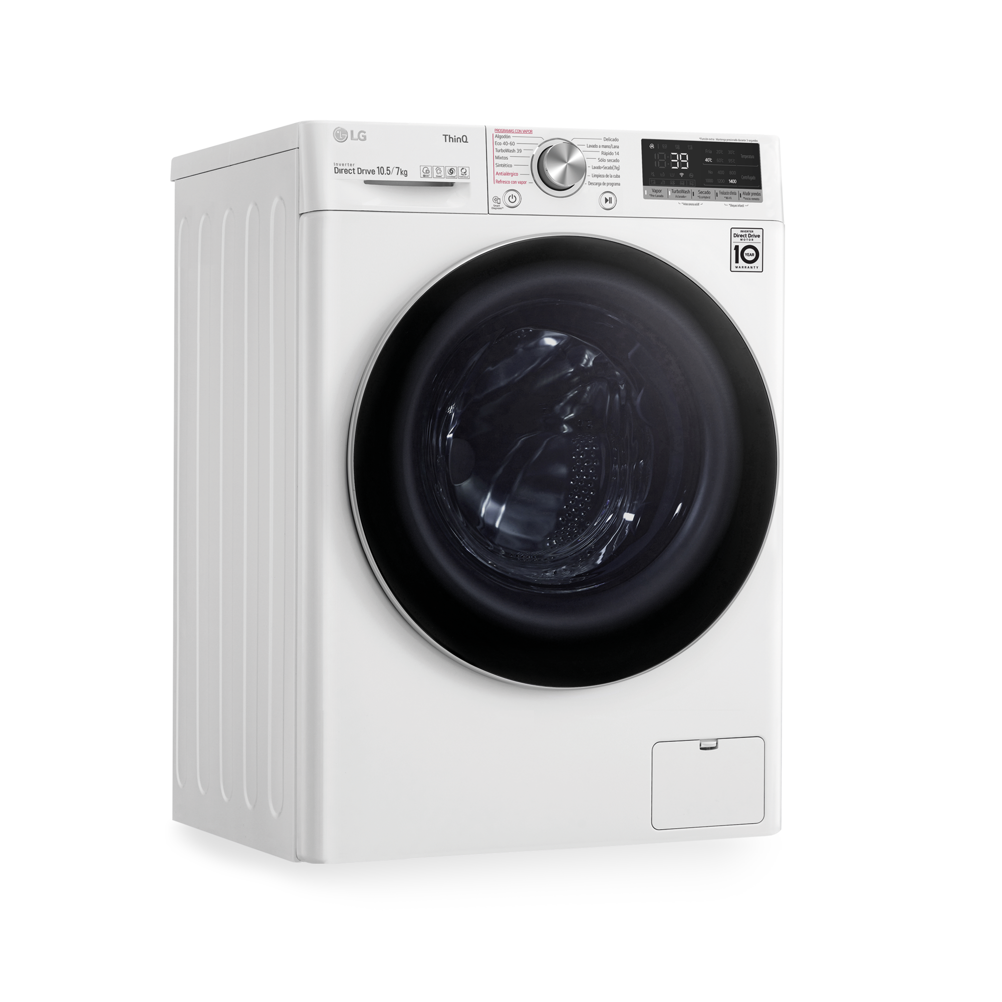 Lavadora secadora - LG F4DV7010S1W, 10.5kg/7kg, 1400 rpm, AI Direct Drive TM, Inverter Direct Drive™, Blanco