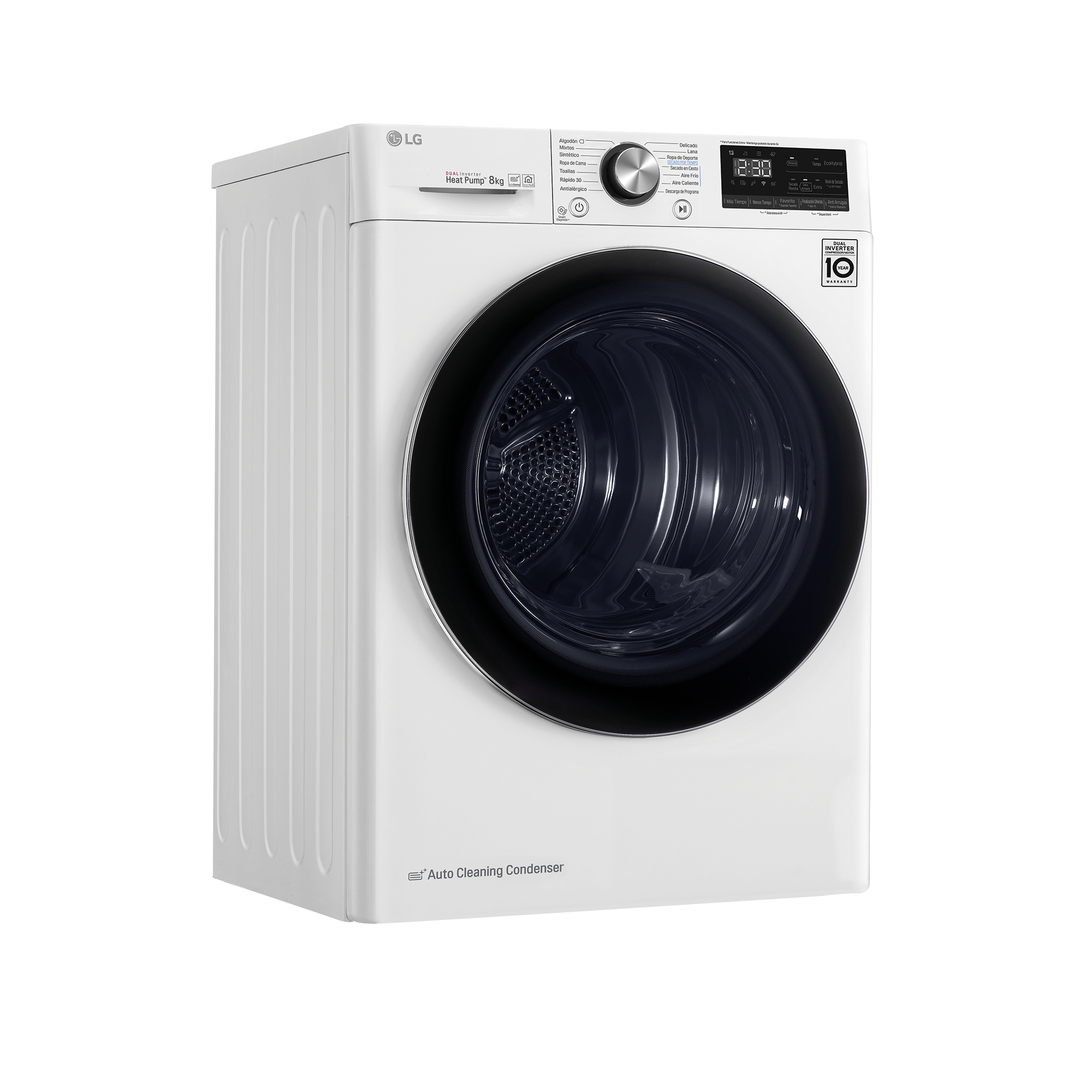 Secadora - LG RC80V9AV2W, 8 Kg, 1400rpm, Inteligencia artificial, Wi-Fi, 14 programas, Blanco