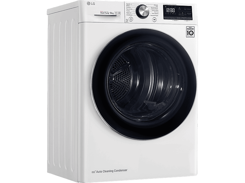 LG RC80V9AV2W, 8 Kg, 1400rpm, Inteligencia artificial, Wi-Fi, 14 programas, Blanco