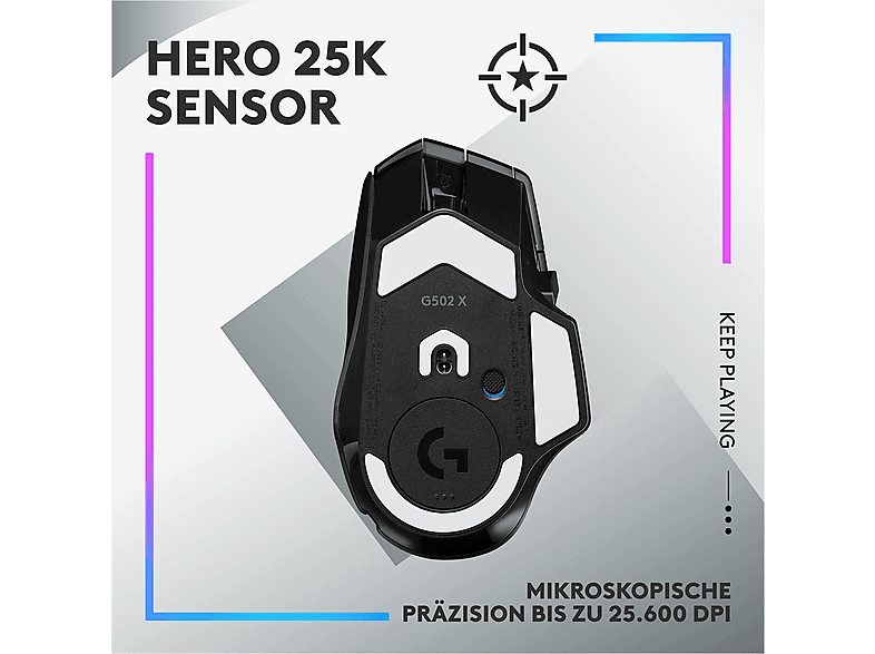 Logitech G G502 X Plus Lightspeed Kabellose Gaming Maus, Lightsync RGB, LightForce Hybrid-Switches, kompatibel mit PowerPLAY, Schwarz — Foto 2 von 5