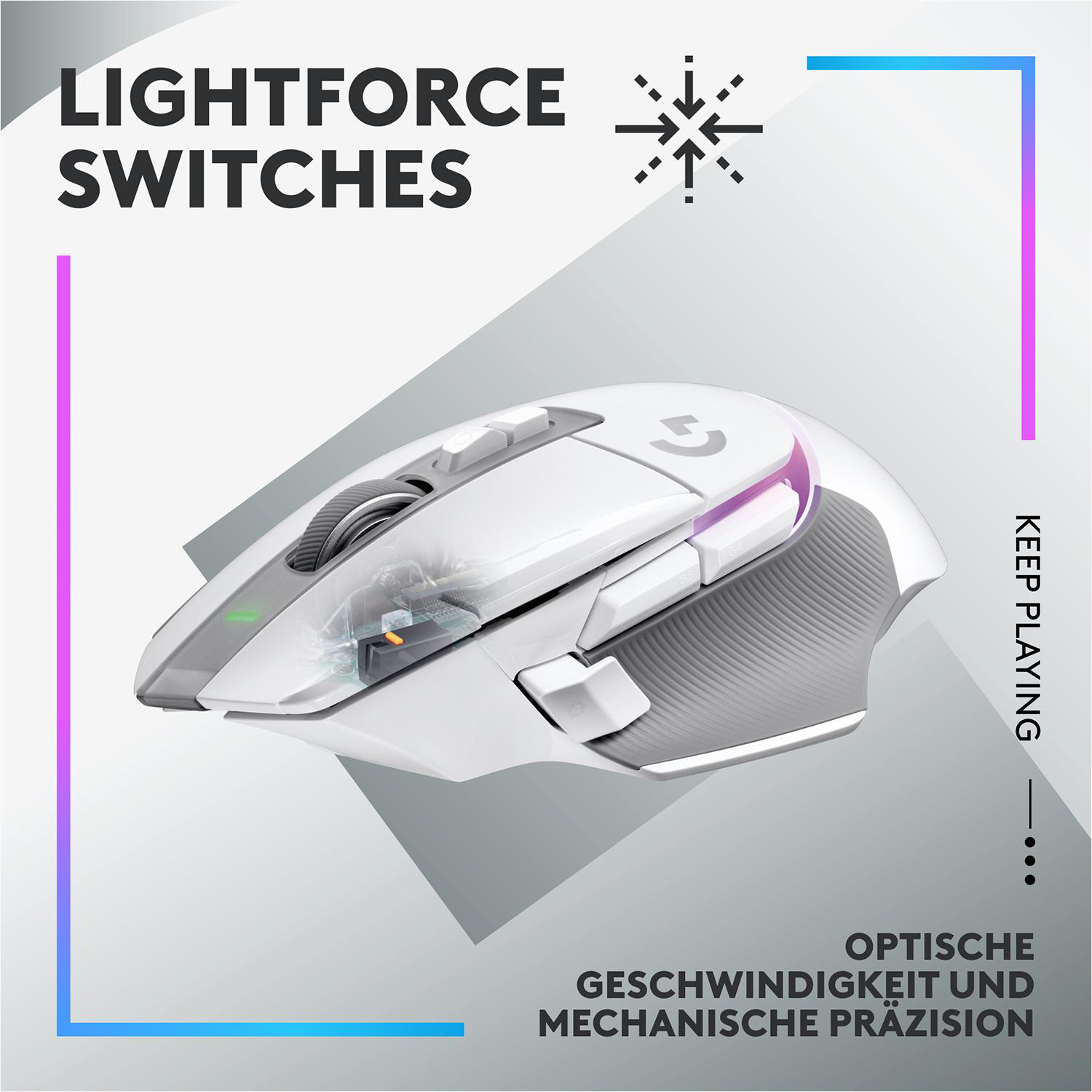 LOGITECH G502 X Plus Weiß Maus, Gaming
