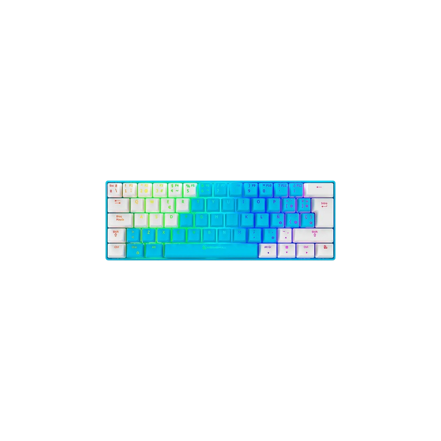 Teclado gaming - Newskill Pyros Aqua, USB-C, Retroiluminación RGB, Azul