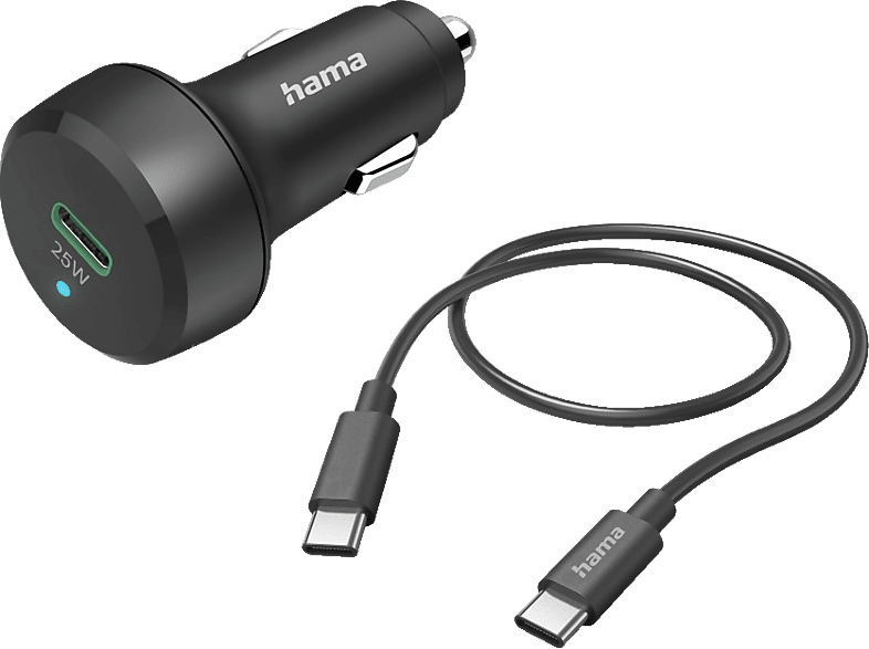 HAMA USB-C, PD / QC Kfz-Schnellladegerät Schwarz