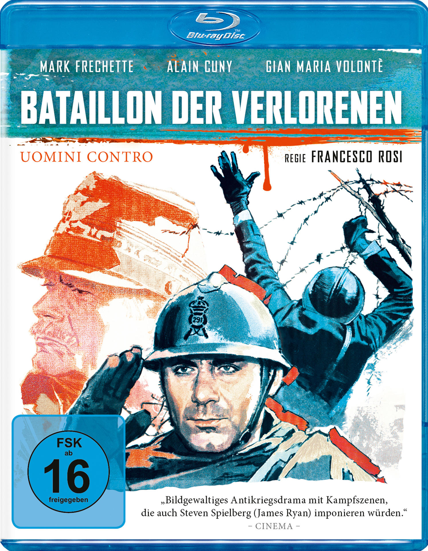 Blu-ray-Cover: Kriegsszene mit Soldaten und Stacheldraht.