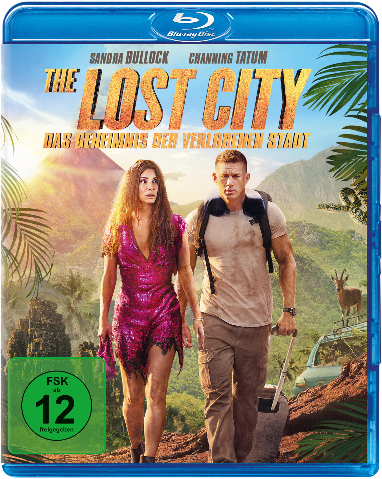 Film-Blu-ray-Cover mit Sandra Bullock und Channing Tatum vor Dschungel-Hintergrund.