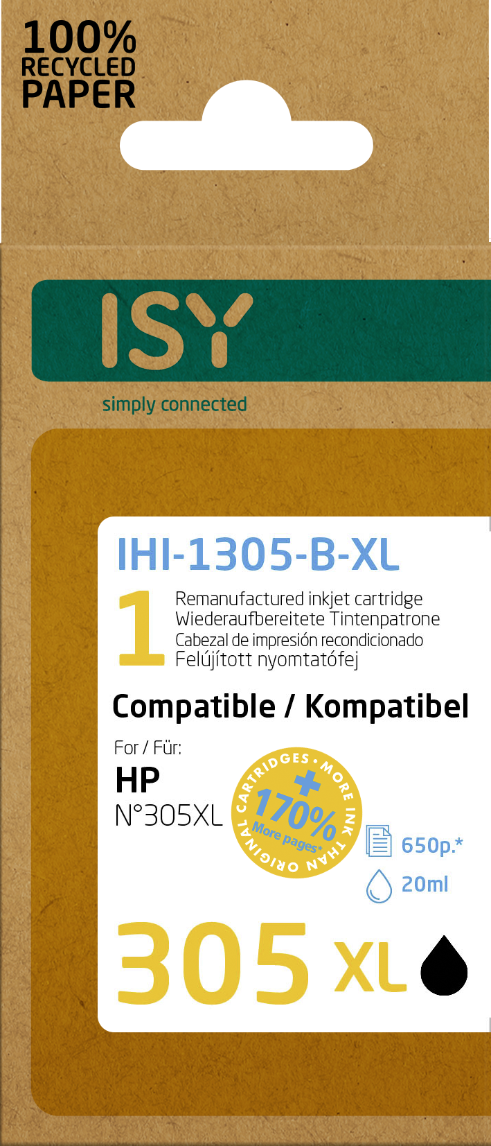 ISY Schwarz IHI-1305-B-XL Tintenpatrone