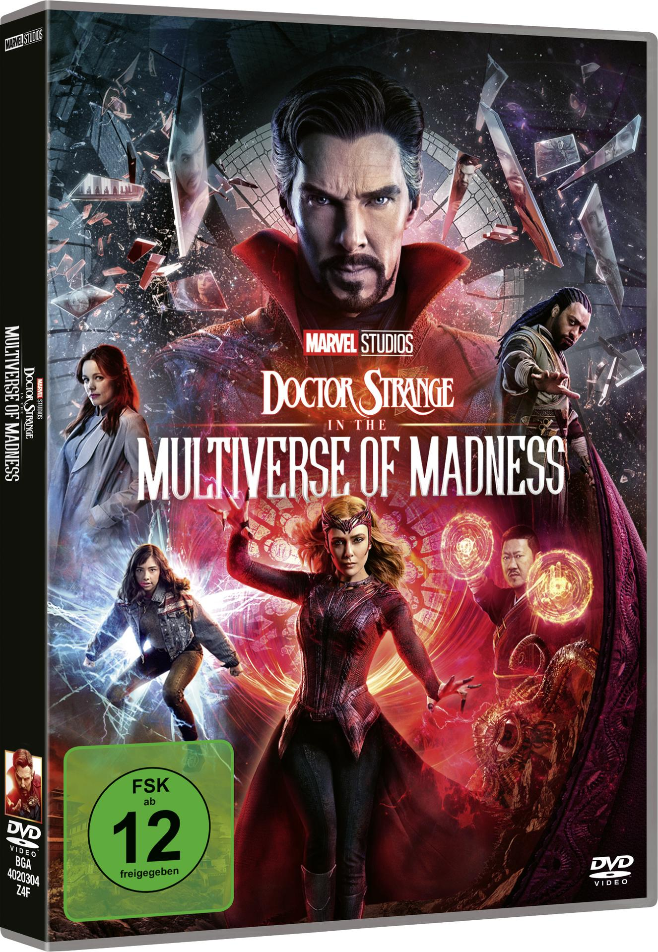 DVD-Cover für Doctor Strange in the Multiverse of Madness. Mit Doctor Strange und Scarlet Witch.