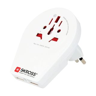 SKROSS World to Switzerland + Italy + Brazil USB - Reiseadapter (Weiss)
