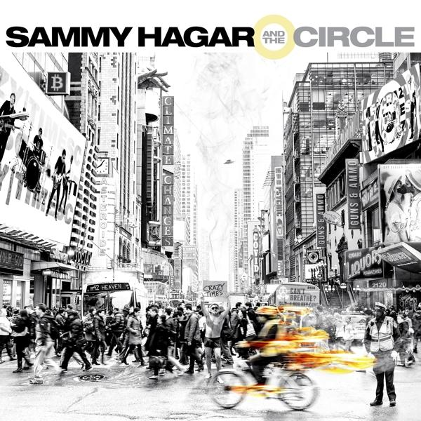 Menschenmenge in der Stadt mit Text, Sammy Hagar and the Circle.