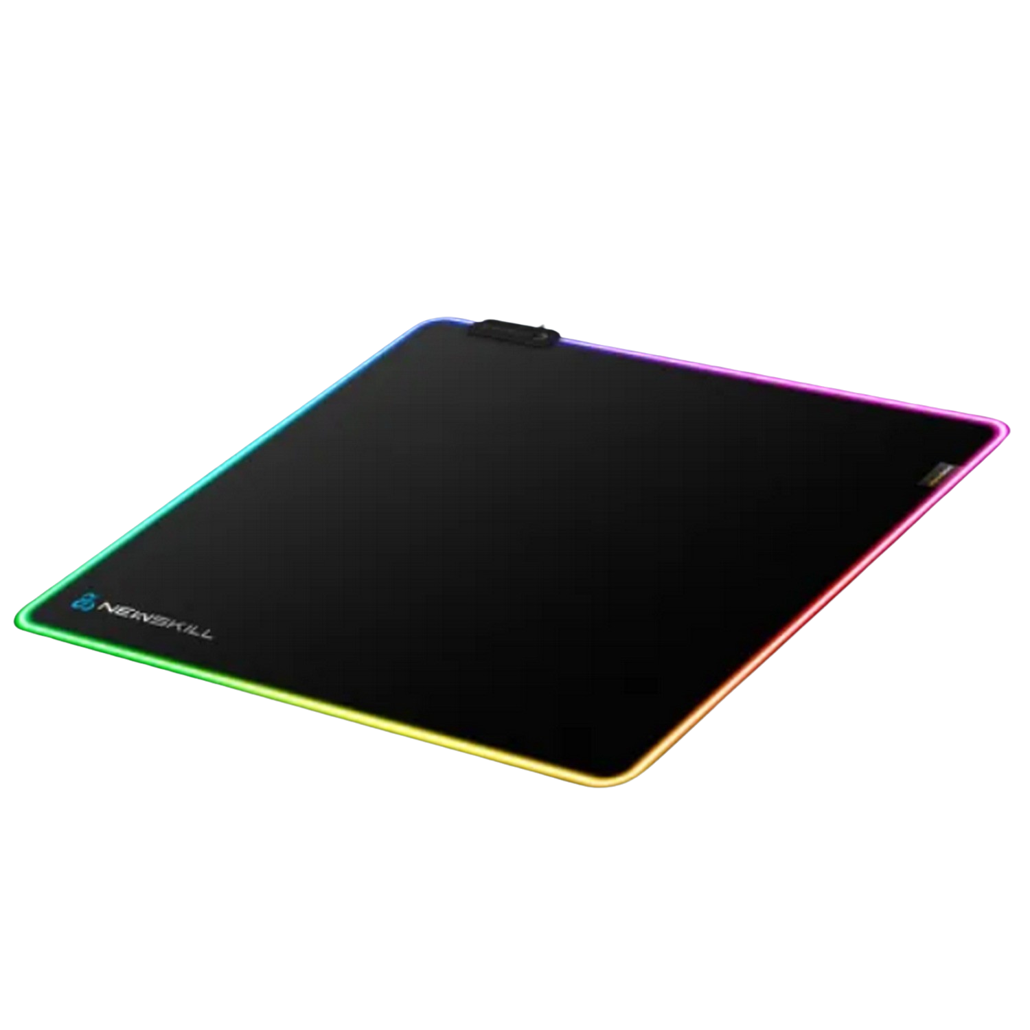 Alfombrilla de ratón gaming negra con iluminación RGB, logo Newskill.