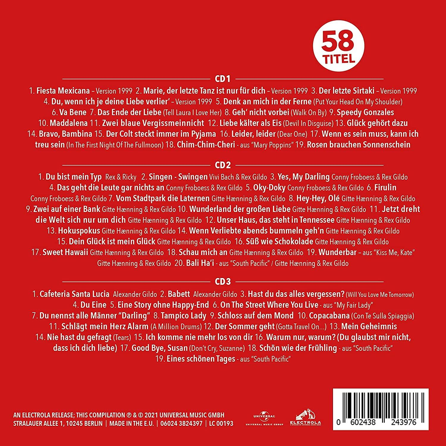 CD mit Titelliste auf der Rückseite, Titel 58 TITEL.