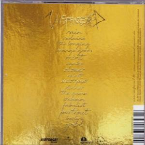 Goldener CD-Cover mit Albumtitel und Titelliste in goldener Schrift.