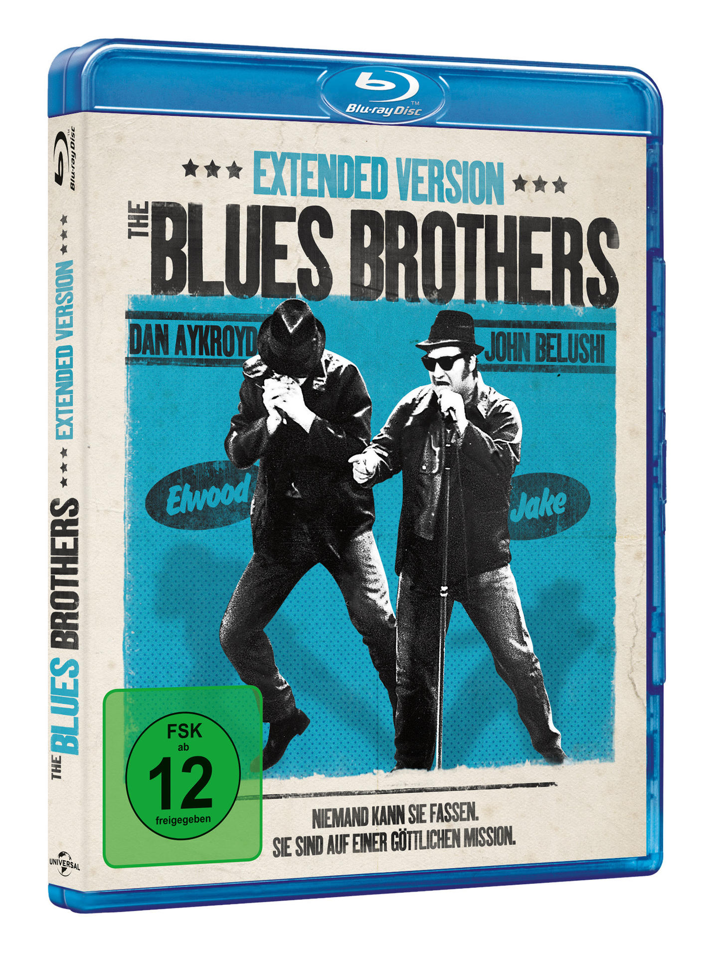 Blu-ray-Hülle von The Blues Brothers. Schauspieler, Titel und erweiterte Versionstexte sichtbar.