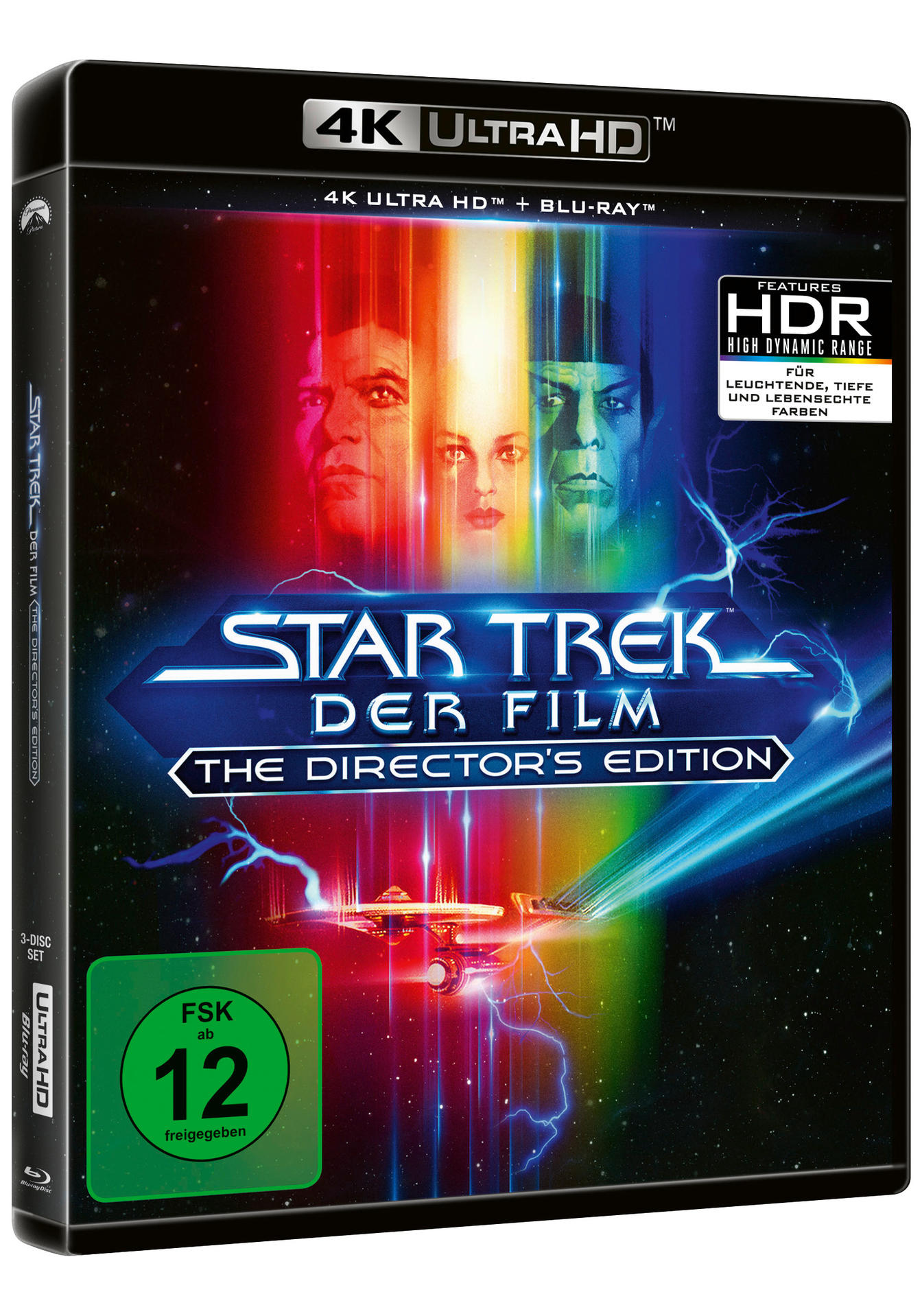 Star Trek: The Director's Edition Blu-ray Disc Cover. Enthält Schauspieler und eine Raumschiff-Grafik.