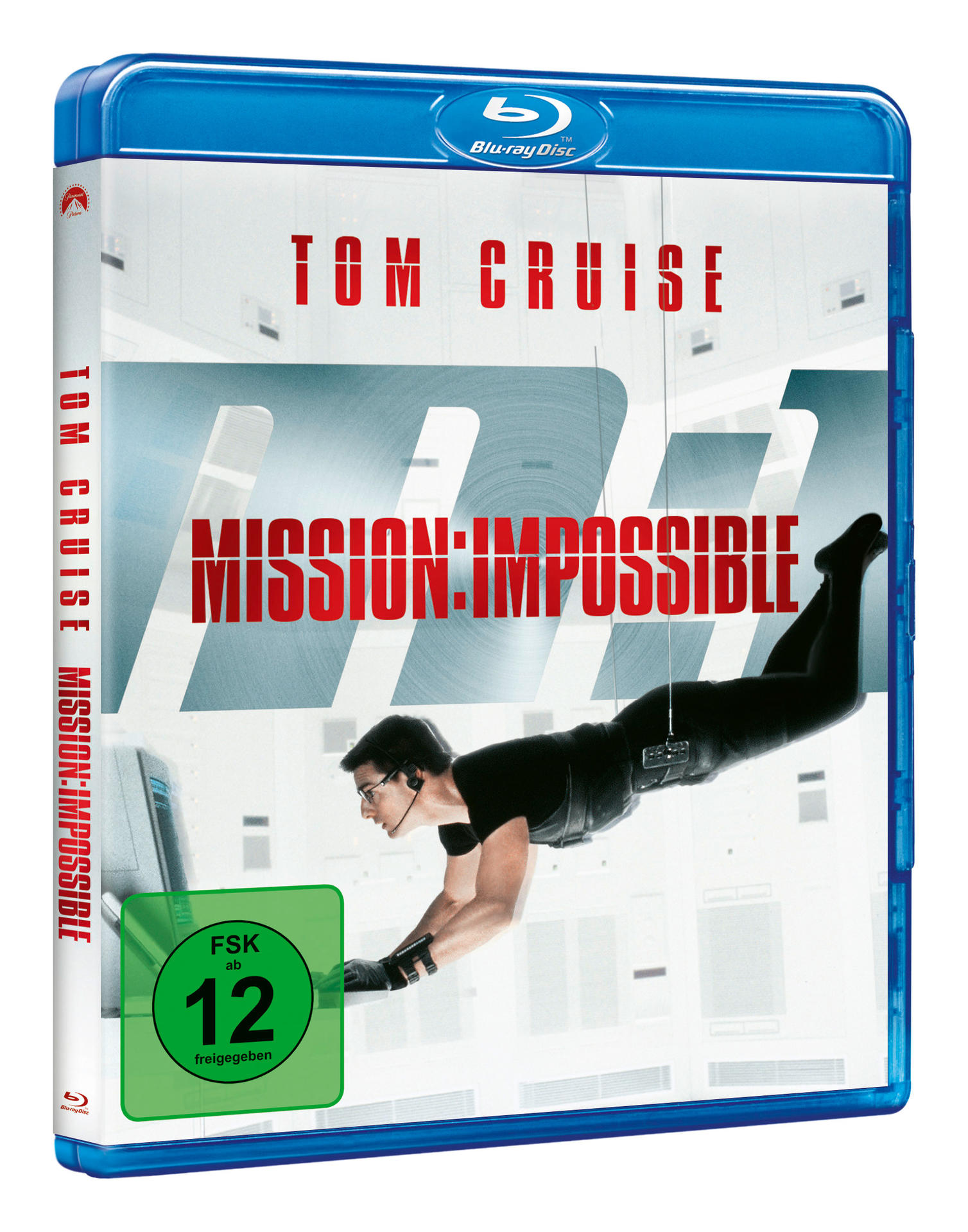 Mission Impossible Blu-ray Cover. Tom Cruise in Action, grünes FSK-Logo.