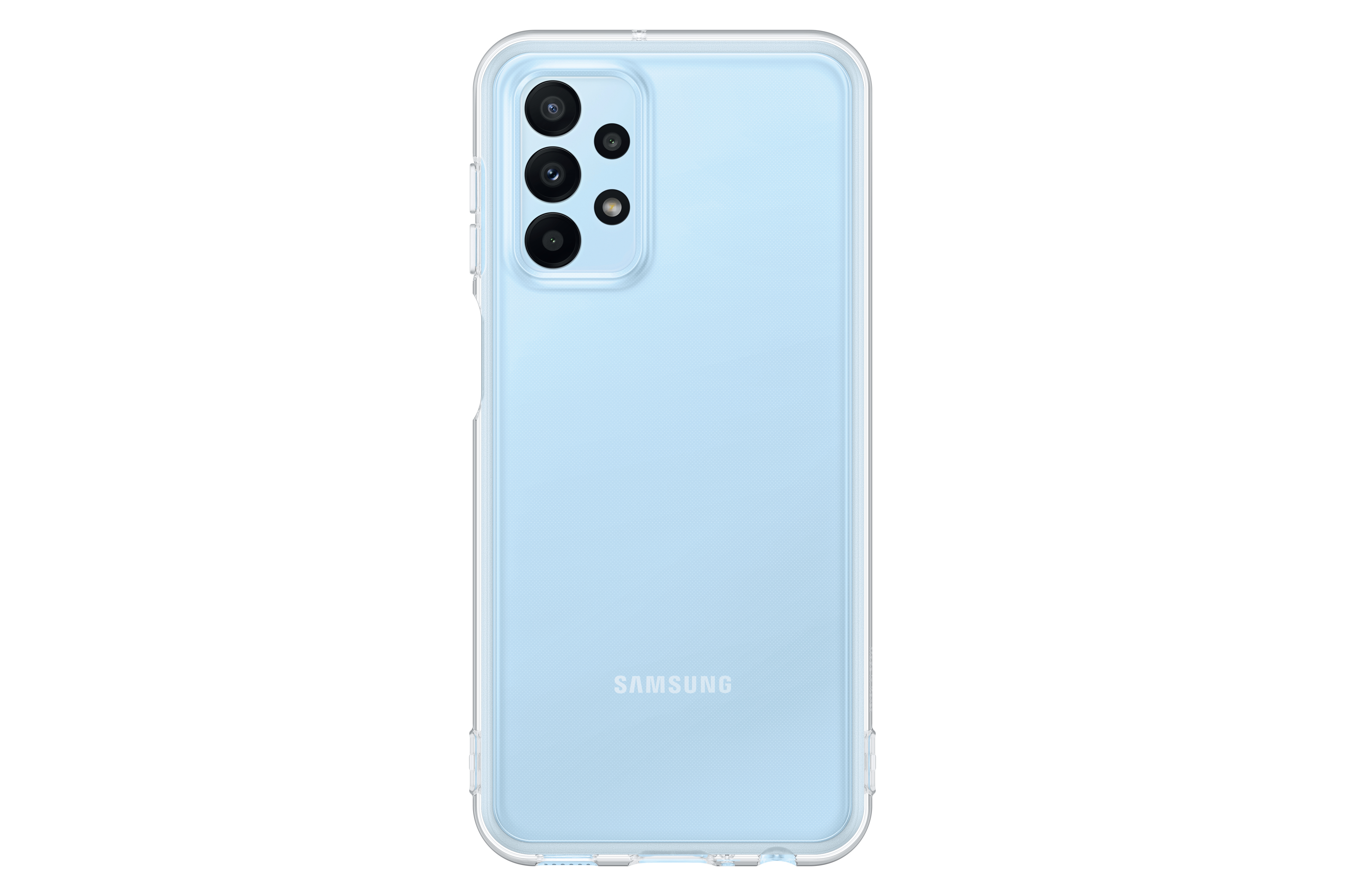 Blaues Mobiltelefon mit mehreren Rückkameras.