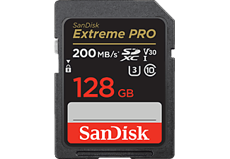 SANDISK Extreme PRO (UHS-I) - SDXC-Speicherkarte  (128 GB, 200 MB/s, Schwarz)