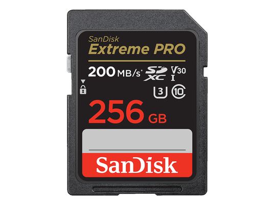 SANDISK Extreme PRO (UHS-I) - SDXC-Speicherkarte  (256 GB, 200 MB/s, Schwarz)