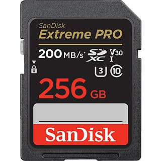 SANDISK Extreme PRO (UHS-I) - Carte mémoire SDXC (256 Go, 200 Mo/s, noir)