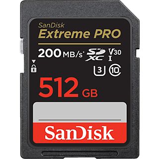 SANDISK Extreme PRO (UHS-I) - Carte mémoire SDXC (512 Go, 200 Mo/s, noir)