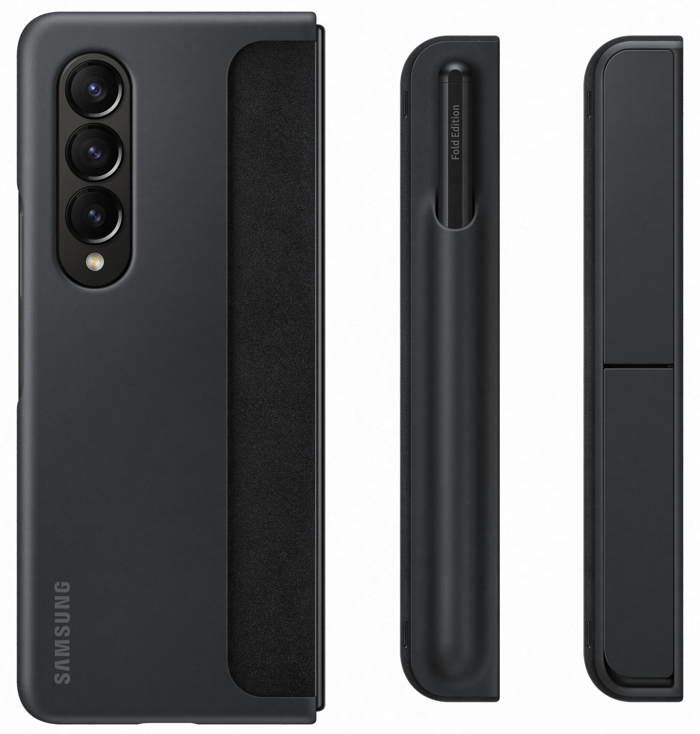 SAMSUNG Cover Leather Back Holder Pen Galaxy Z Fold 4 Zwart (EF-OF93PCBEGWW)