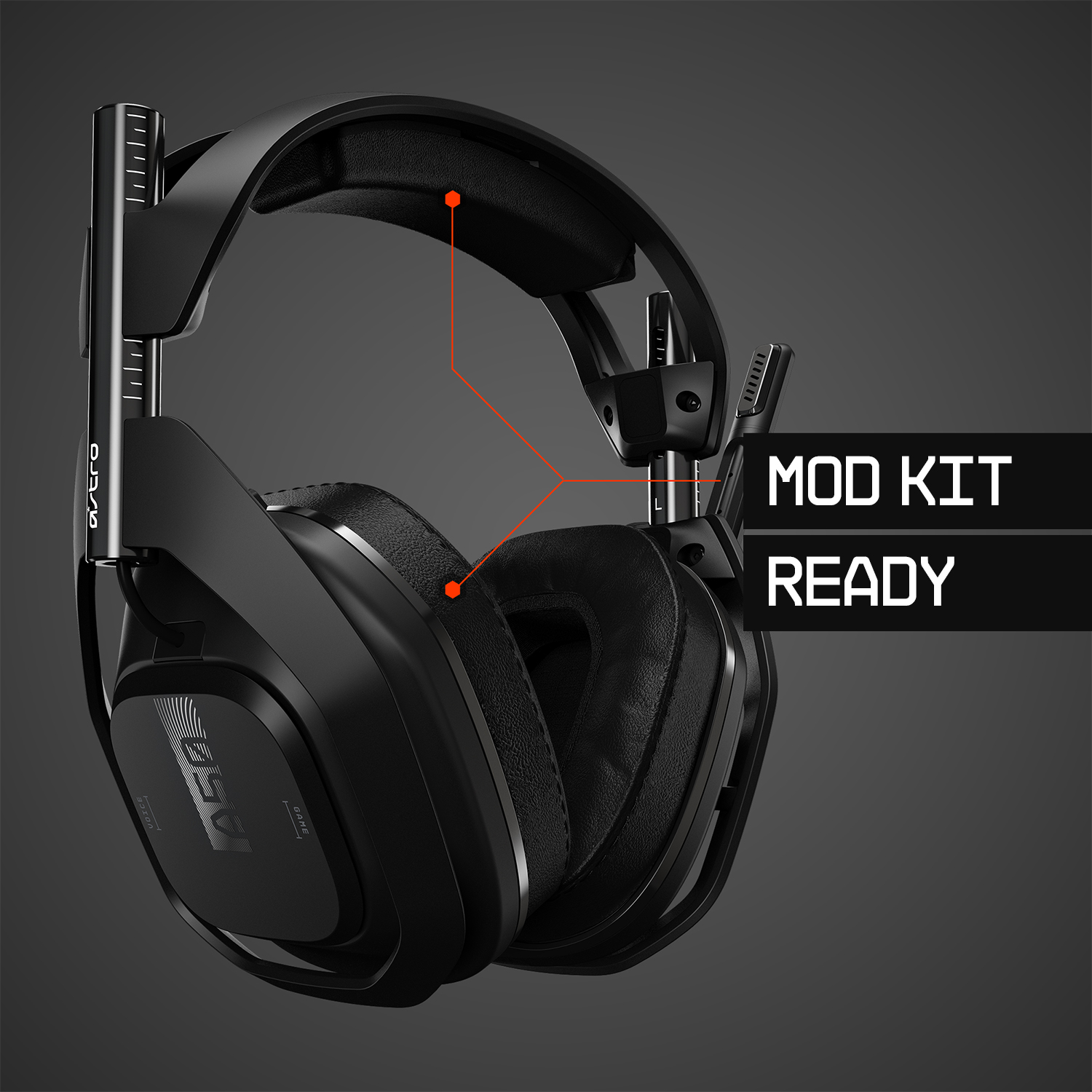 Casque noir avec le texte 'MOD KIT READY'.