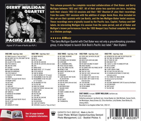 Rückseite eines Musikalbums. Der Text enthält Titellisten und Credits für ein Jazzalbum.