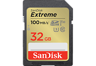 SANDISK Extreme (UHS-I) - Carte mémoire SDHC  (32 GB, 100 MB/s, Noir)