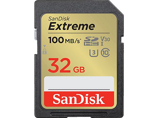 SANDISK Extreme (UHS-I) - SDHC-Speicherkarte  (32 GB, 100 MB/s, Schwarz)