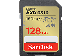 SANDISK Extreme (UHS-I) - Carte mémoire SDXC  (128 GB, 180 MB/s, Noir)