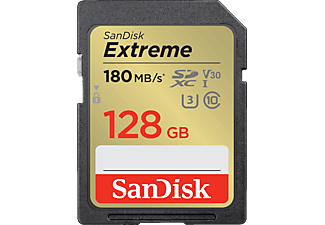SANDISK Extreme (UHS-I) - SDXC-Speicherkarte  (128 GB, 180 MB/s, Schwarz)