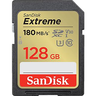 SANDISK Extreme (UHS-I) - SDXC-Speicherkarte  (128 GB, 180 MB/s, Schwarz)
