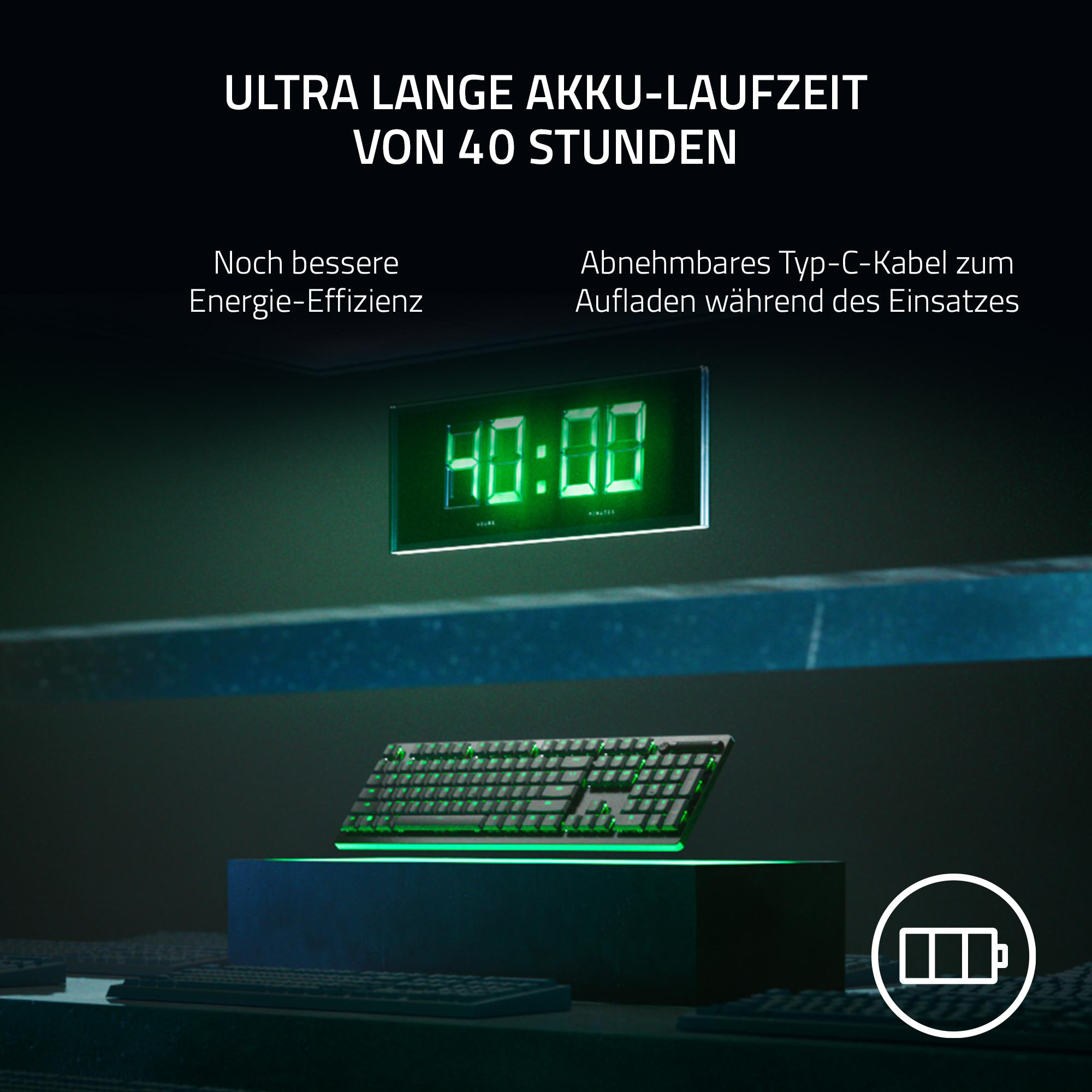 RAZER DeathStalker V2 Pro Snap Tap, Gaming Tastatur, Opto-Mechanical, Razer Linear Optical Switch (Rot), kabellos, Schwarz
