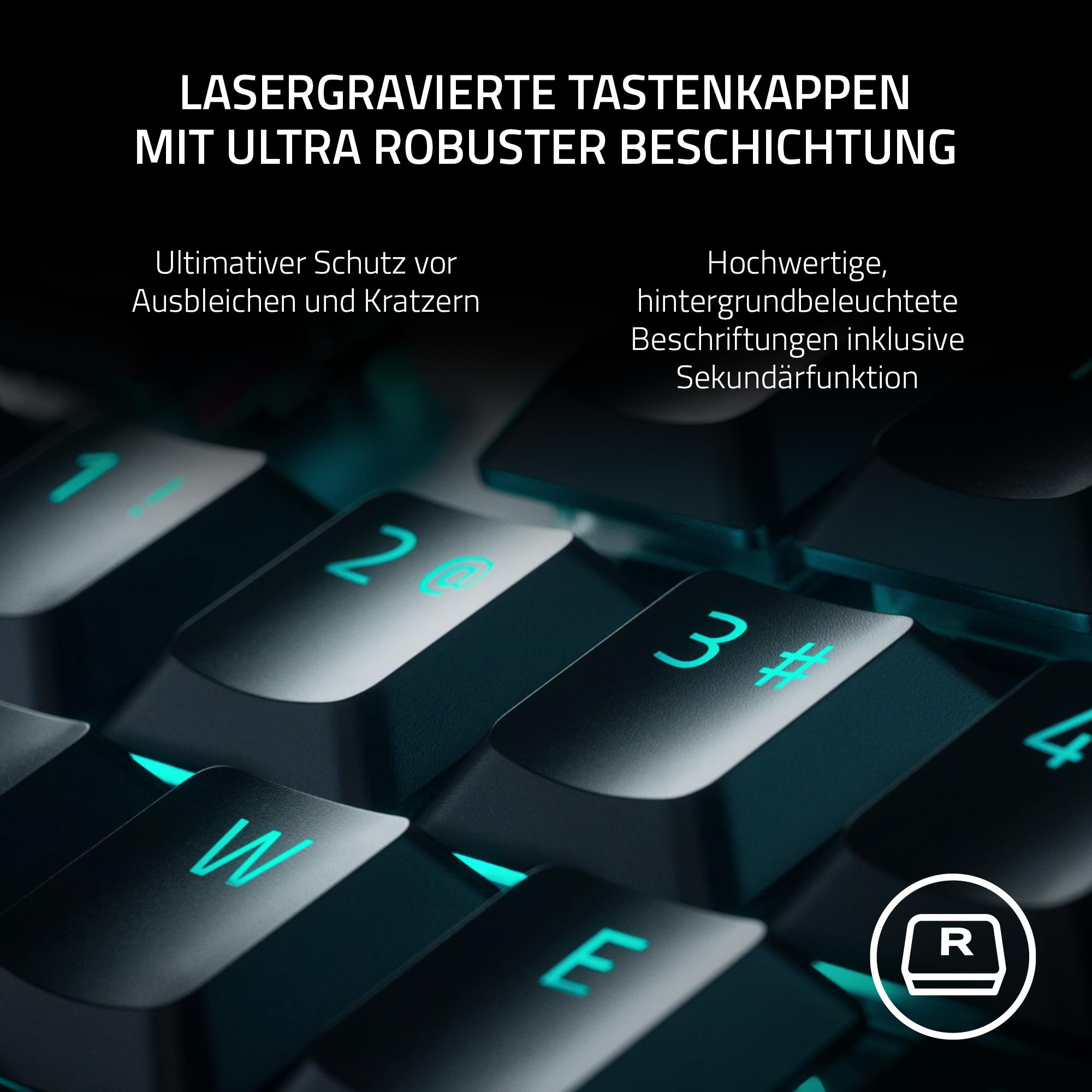 RAZER DeathStalker V2 Pro Snap Tap, Gaming Tastatur, Opto-Mechanical, Razer Linear Optical Switch (Rot), kabellos, Schwarz